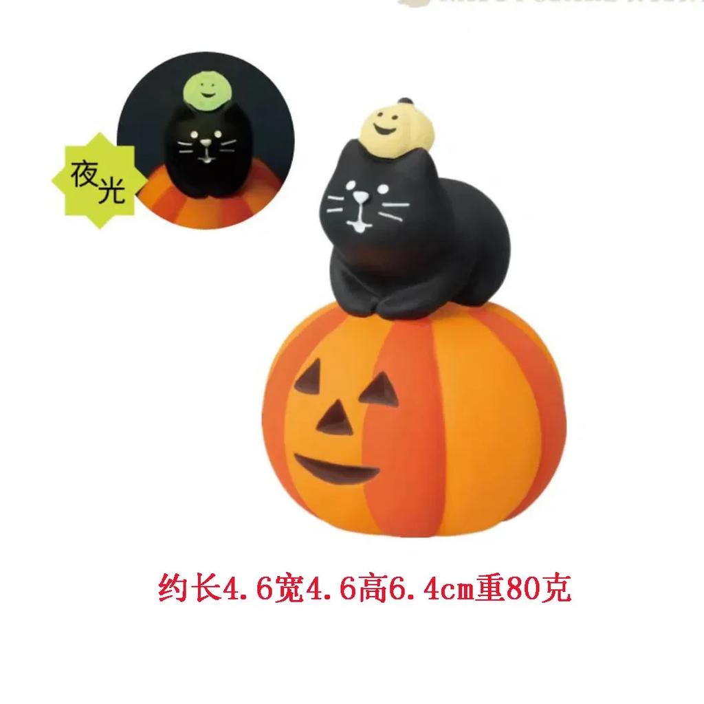 2025 Halloween Pumpkin Miniature Night light Cat Scene Props Decoration Luminous Resin Small Ornament Trendy Play Creative Gift