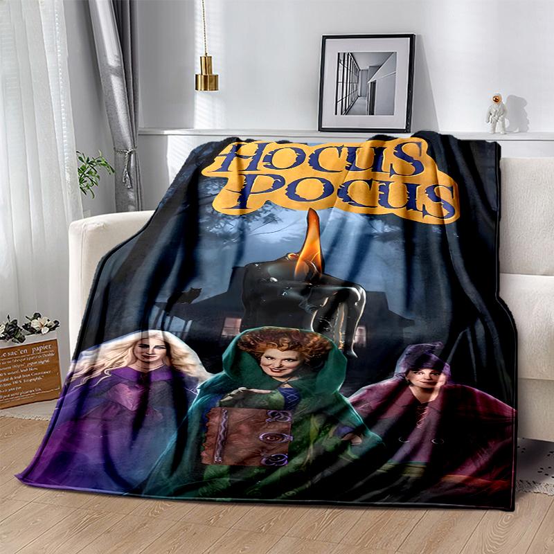 Hocus Pocus Flannel Blanket Soft Warm All-Season Throw, Design for Camping, Car Travel, Hiking Sofa, Bed, Office Perfect Gift for Parties