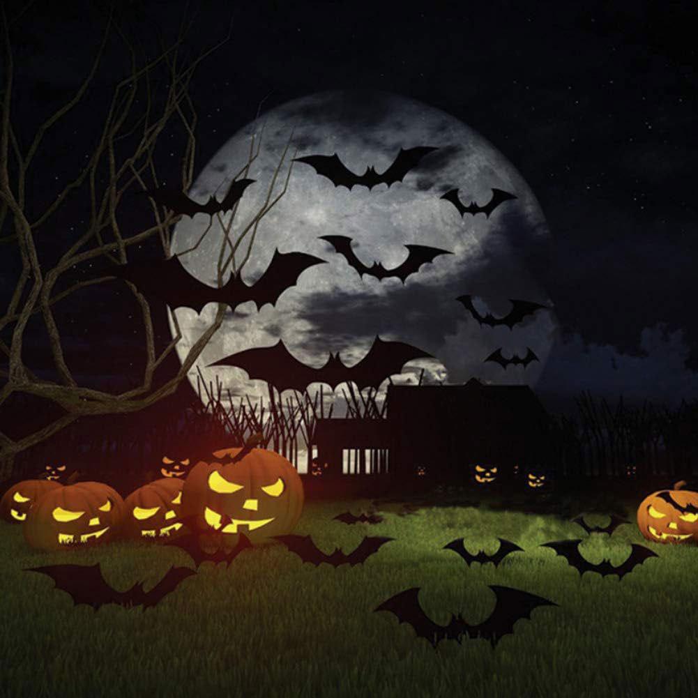 Halloween DIY Flying Bats Stickers Reusable Scary Spider Window Decoration 3D Bats Windows Stickers for Indoor Decor