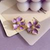 Purple Enamel Flower Women's Dangle Earrings Irregular Petals Unusual Small Earrings for Female Bohemian Elegant Fashion Jewelry