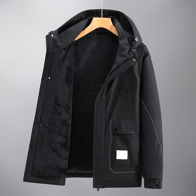 2025 Men's Plus Size Velvet Thickened Casual Jacket - Trendy Loose Fit for Larger Sizes