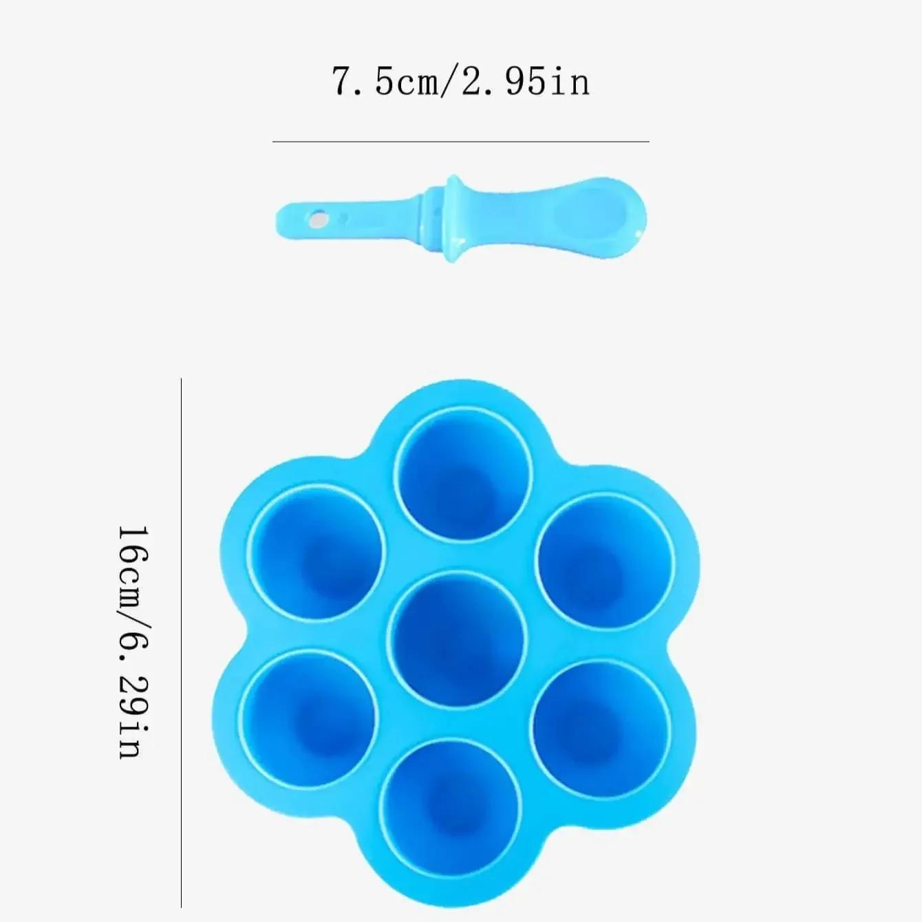 

Форма для мороженого с 7 отверстиями Форма для мороженого своими руками Детская форма для эскимо Пластиковый лоток для льда с пищевыми продуктами Форма для эскимо с фруктовым коктейлем синий