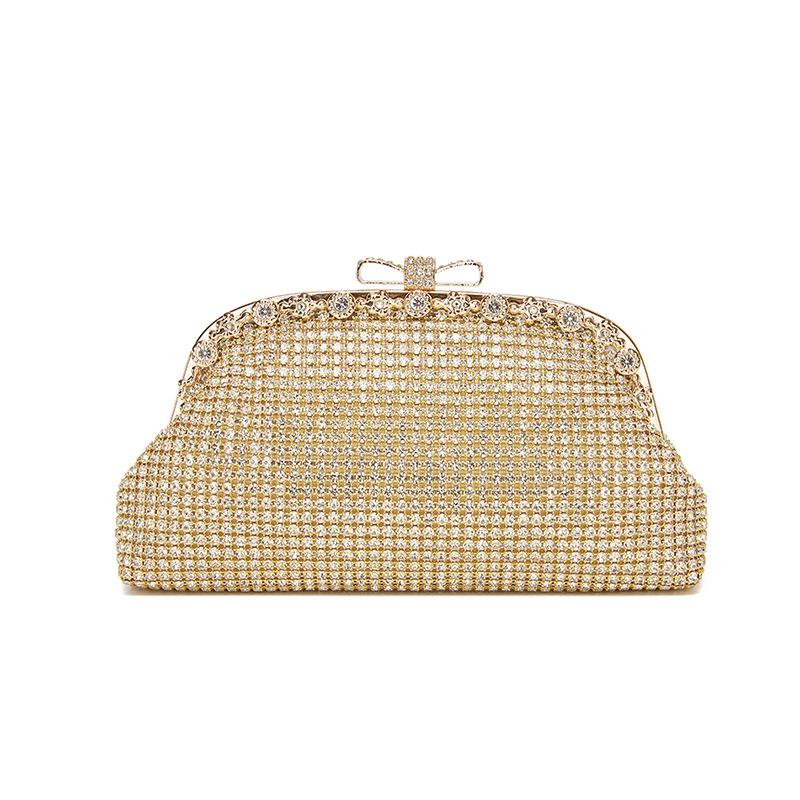 Wedding banquet clutch bag Women s diamond-encrusted dinner bag with cheongsam handbag High-quality dress handbag Rhinestone bag золотой