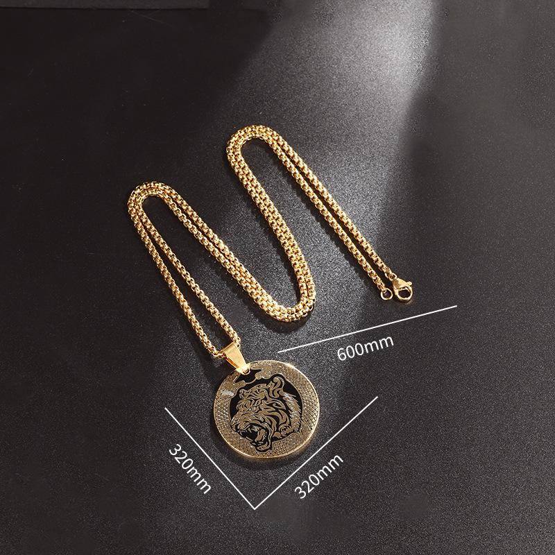 European and American European Union Stations Sell Tiger Head Round Necklaces for Men and Women