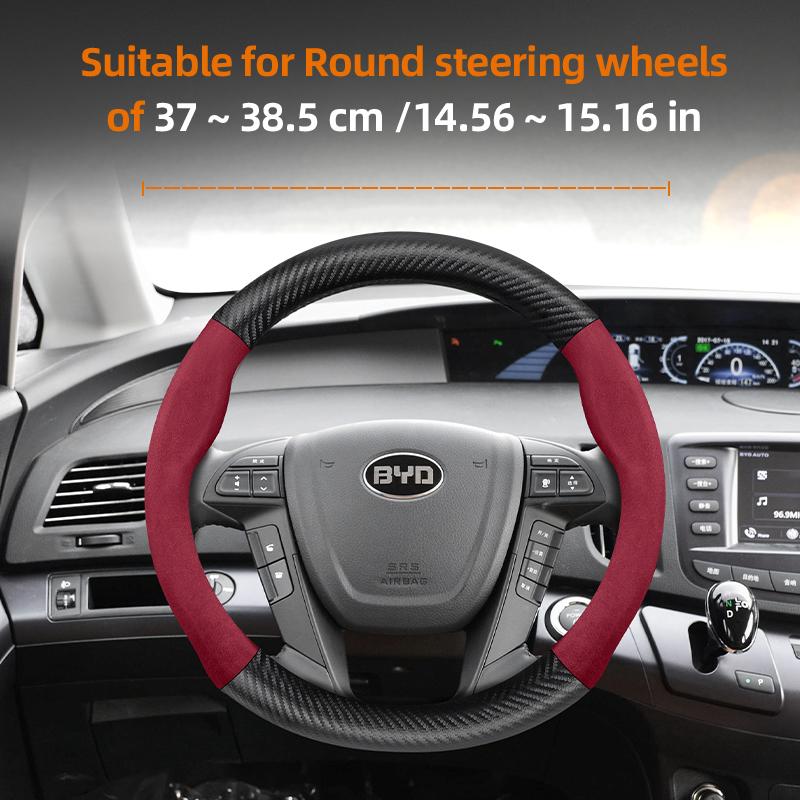 Suitable for Byd Suede Matte Carbon Fiber Texture Steering Wheel Cover Suitable for Dolphin Mini Seal Atto 3 King Shark 6 Song Pro Seagull F0 MM20