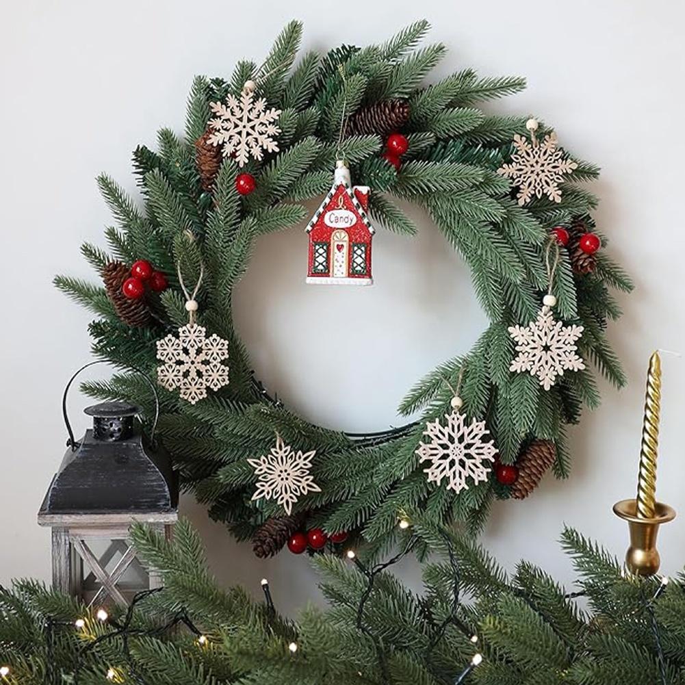 Holz-Schneeflocken-Ornament-Set 6 Stück Europäischer Stil Feiertagsdekorationen Zum Aufhängen für Weihnachtsbaum, Wand und Saisonale Nutzung