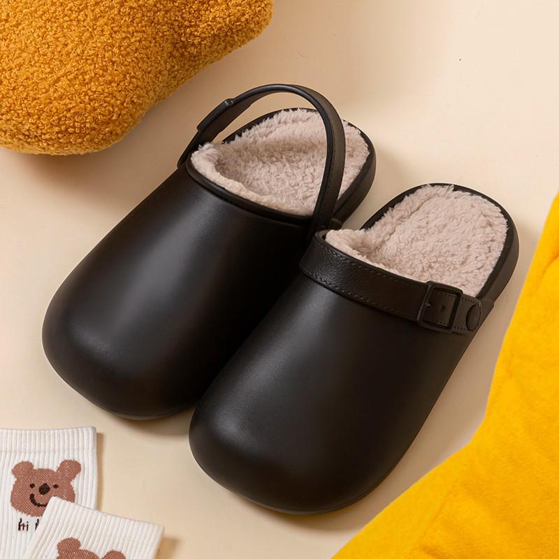 Women's & Men's Waterproof Non-slip Indoor Cotton Slippers - Simple, Closed-toe, Warm for Winter, Suitable for Couples