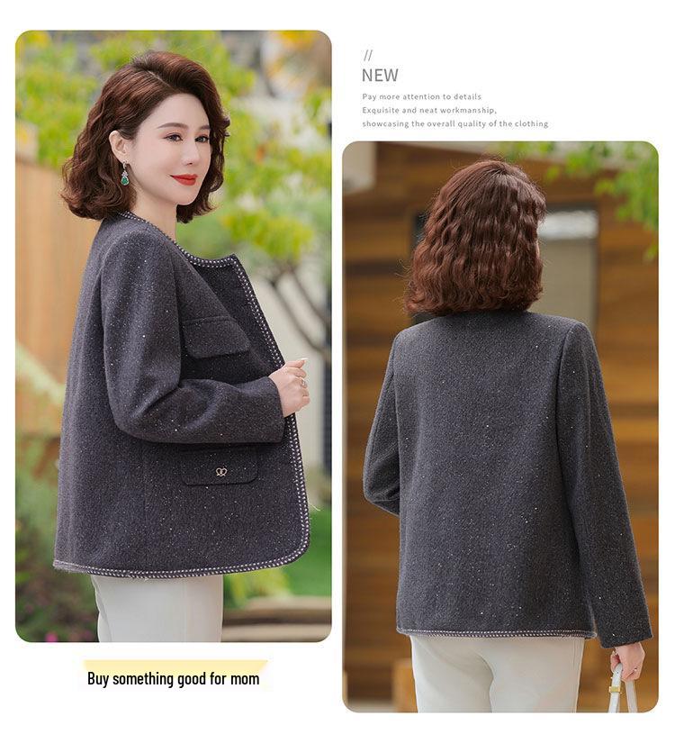 Mom's 2025 Spring-Autumn Fashion Short Jacket for Middle-Aged & Elderly Women - Stylish Little Fragrance Cardigan