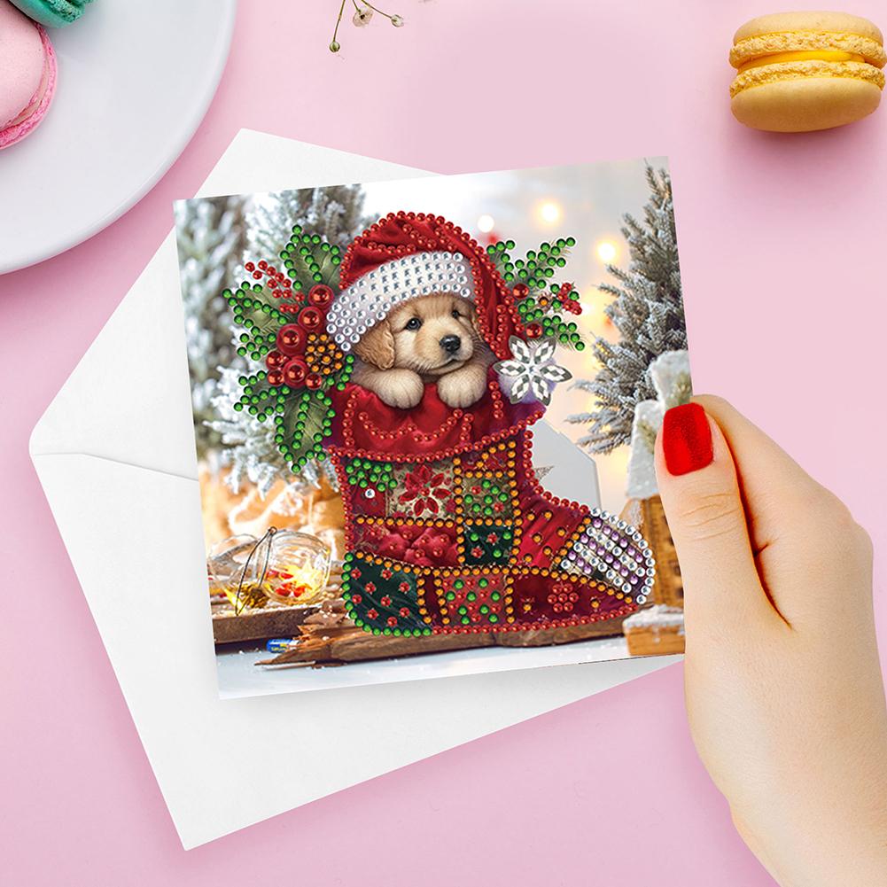 6Pcs Snowman Diamond Handmade Card Rhinestone Painting Card Kit Diamond Painting Greeting Card for Adults Holiday Friends Family