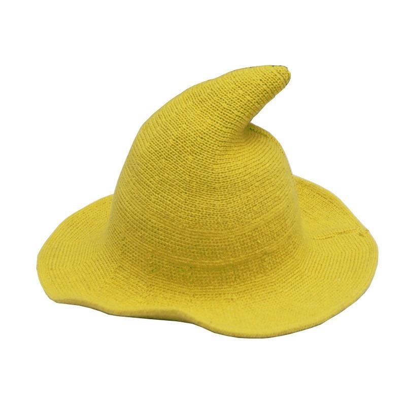 Hats: Witch hats, pointed tops, large brim hats, cotton yarn knitted wizard hats, top hats, foldable bowl hats, bucket hats