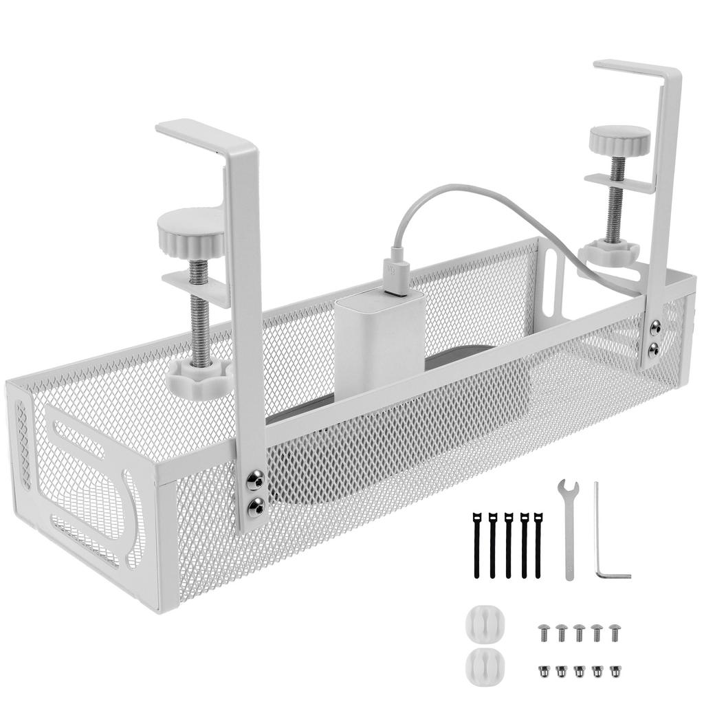 Under Table Storage Rack No Drilling Extendable Metal Cable Management Tray Metal Cord Organizer Kit Kitchen Storage Accessories