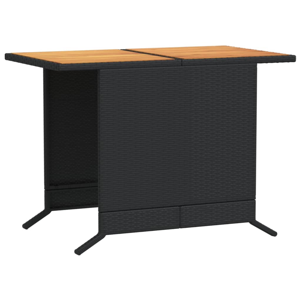 3 Piece Bistro Set with Cushions Black Poly Rattan