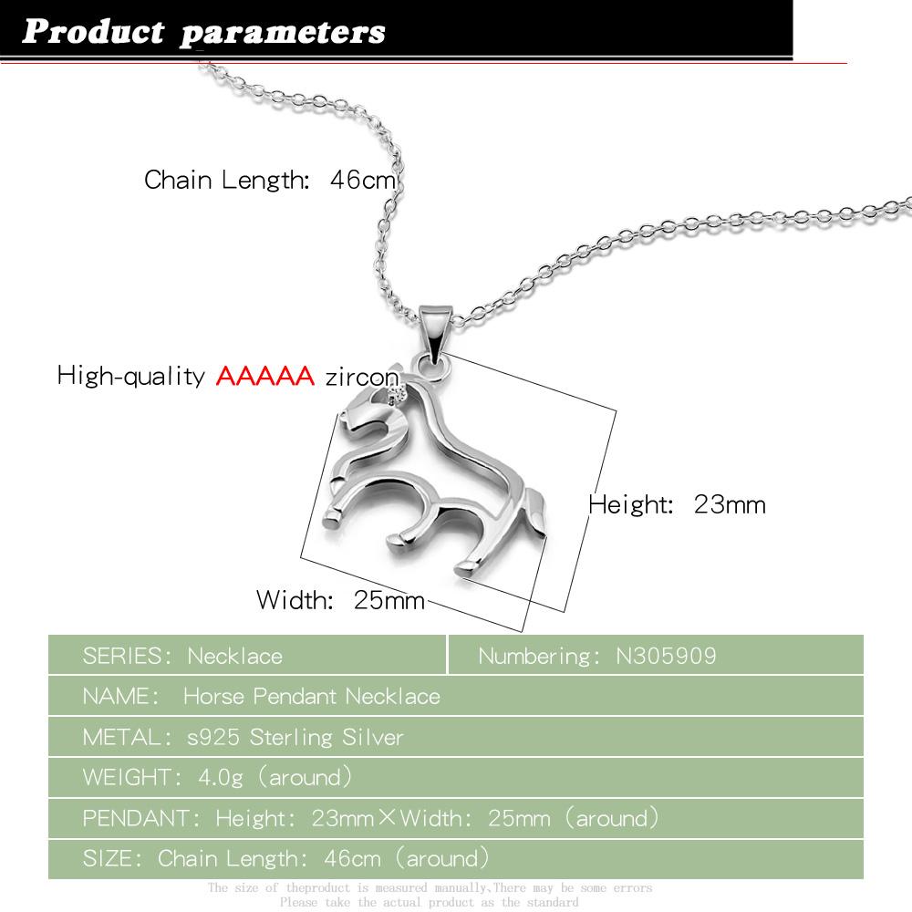 925 Silver Horse Pendants Necklaces Loving Design Cute Animal Pony Necklace Movie Jewelry Party Accessories Gifts
