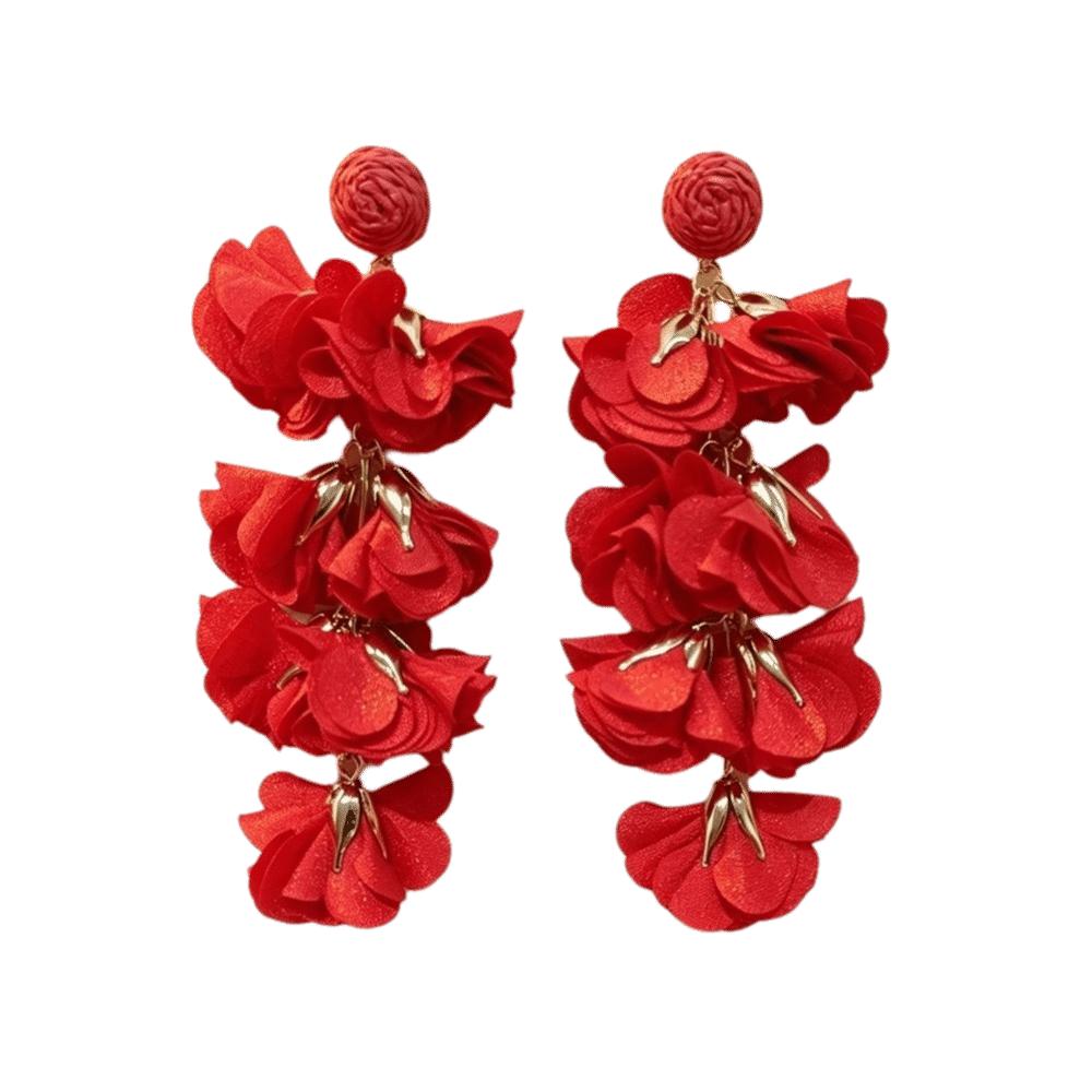 Colorful Fabric Flower Clip-On Earrings Petal Design Non-Piercing Earrings  Beach