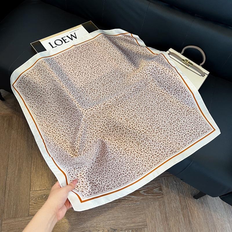Silk scarf women's spring and autumn decoration versatile ins simple style striped square scarf streamer simulation silk fashion scarf scarf scarf