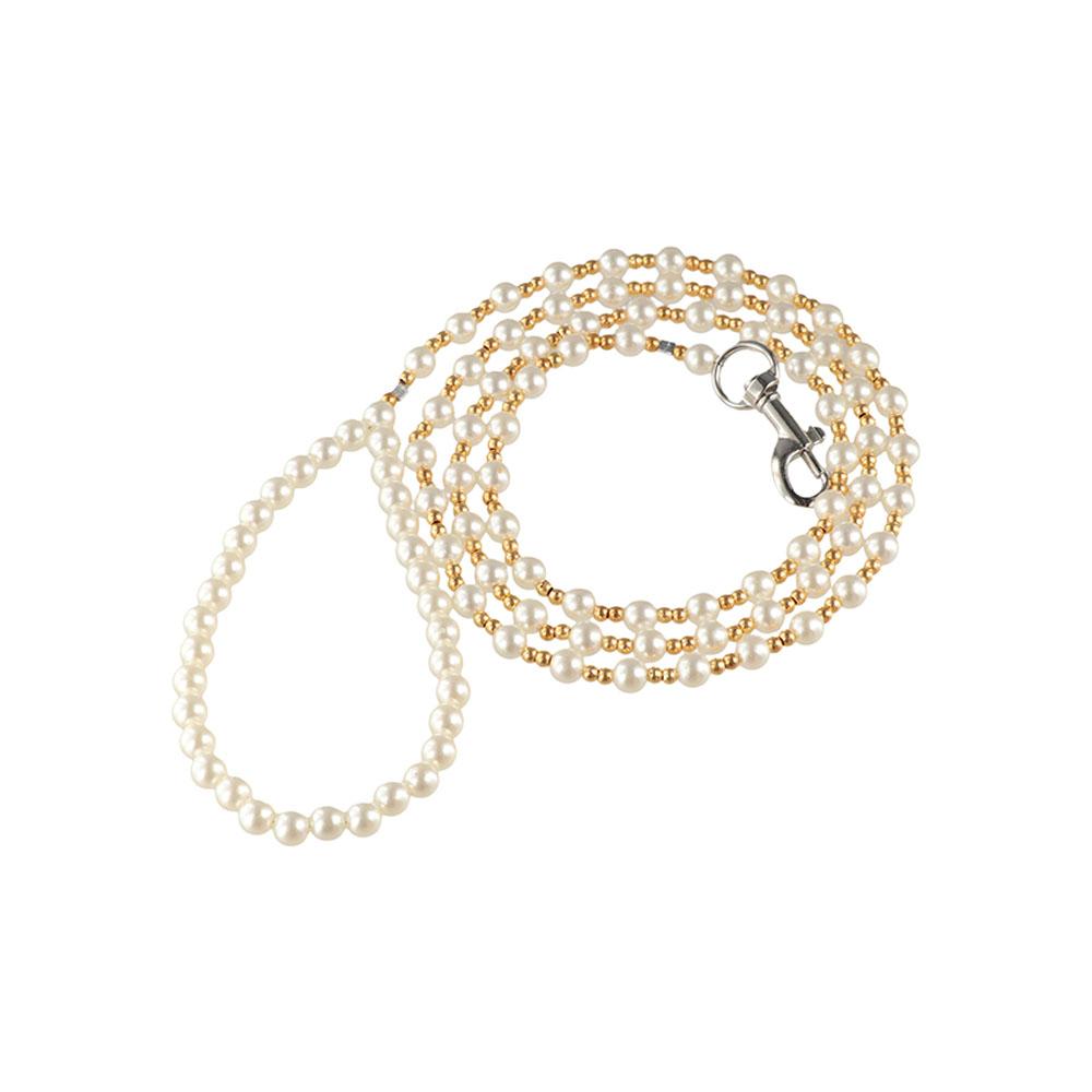 120cm Pearls Dog Harness Leash Luxury Strong Beaded Dog Leash Alloy Hook Elegant Pet Training Lead Leashes Walking Traction