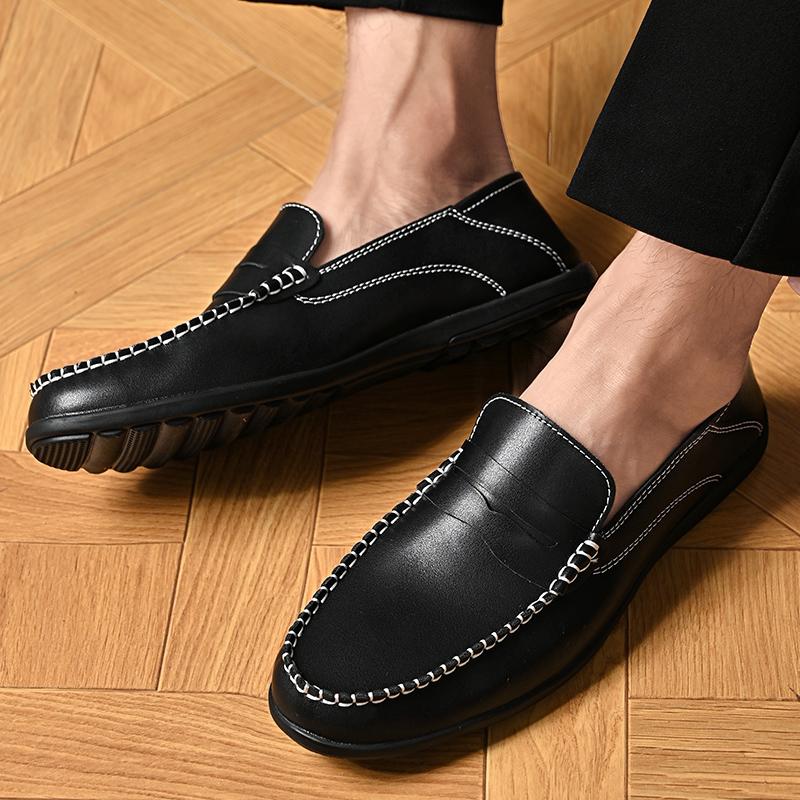 Casual Leather Men Loafers Slip On Handmade Moccasins Crocodile Pattern Men Leather Flats Luxury Brand Comfy Driving Shoes Men