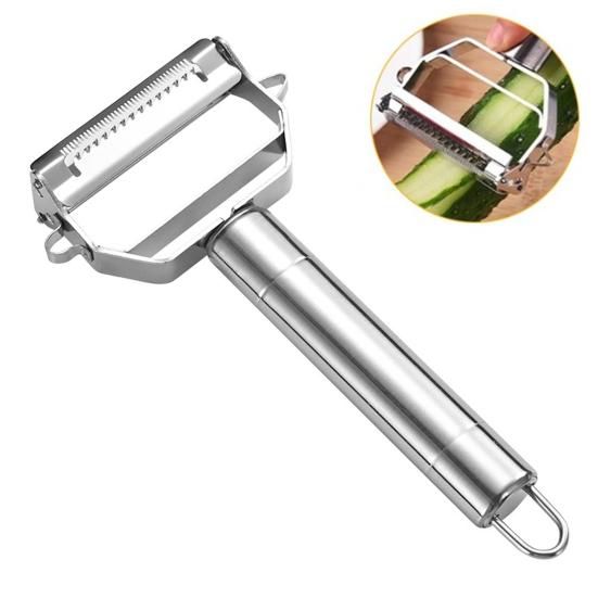 Fruit Vegetable Peeler Stainless Steel Melon Planer with Serrated Blade Ergonomic Non-Slip Grip Dishwasher Safe Kitchen Peeler