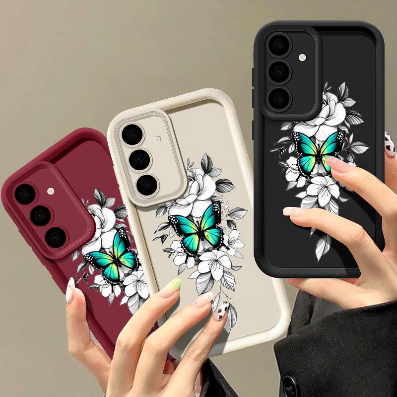 Case For Samsung Galaxy S24 S21 FE S25 S24 S23 S22 Ultra A56 A55 A54 A16 A15 A35 A25 5G Charming Butterfly Print TPU Phone Cover