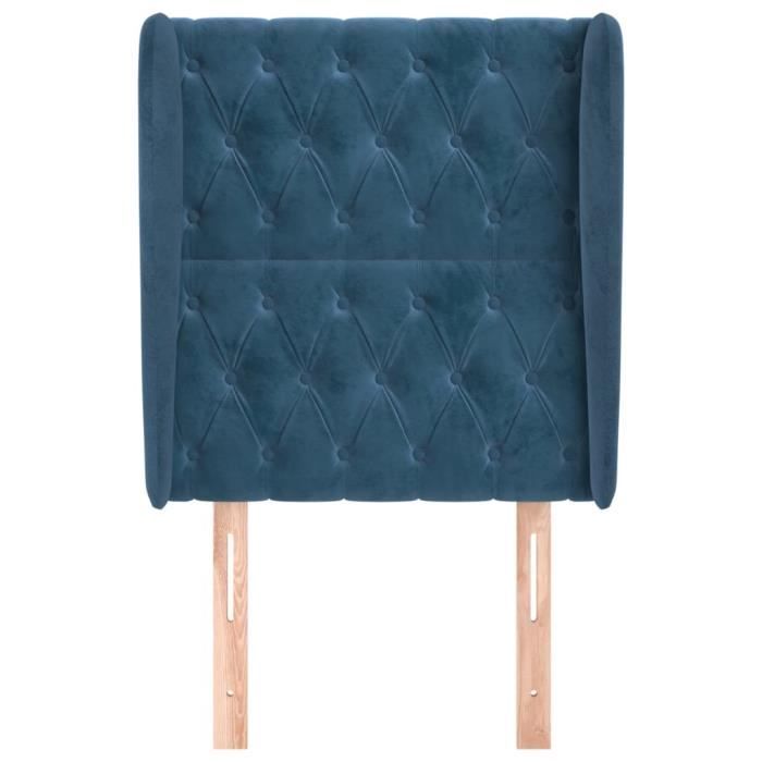 VidaXL Tête de lit avec oreilles Bleu foncé 83x23x118-128 cm Velours3118326