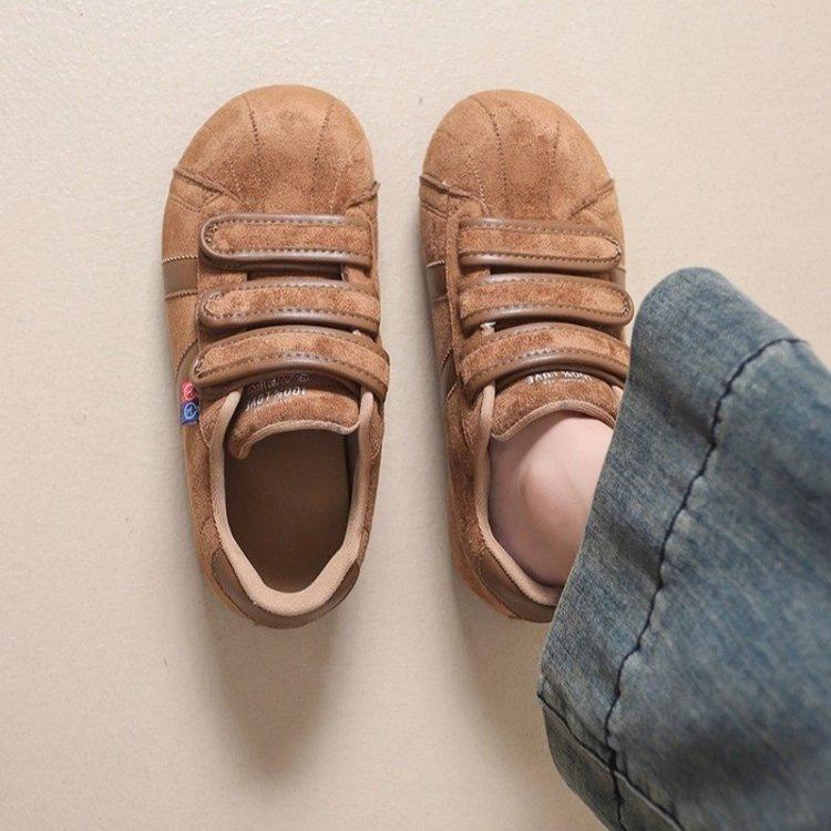 Suede Velcro big head German training shoes women's 2025 autumn new height-increasing casual board shoes versatile and thin single shoes