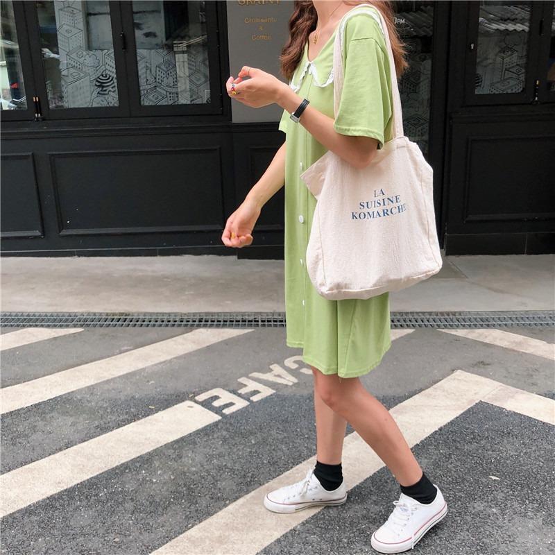 Small Fresh Tote Bag Shoulder Bag Student Casual Hand Carry Shopping Bag Woman