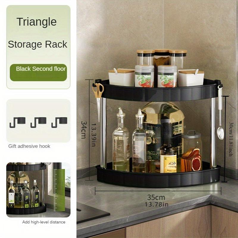 Multi-Tier Corner Kitchen Organizer - Space-Saving Plastic Storage Rack for Seasonings & Essentials 2-tier