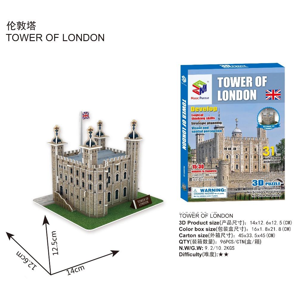 40 Tarz Dünya Ünlü Mimari Bina 3D Puzzle Model İnşaatı Yapboz Oyuncakları Çocuklar İçin Noel Hediyesi