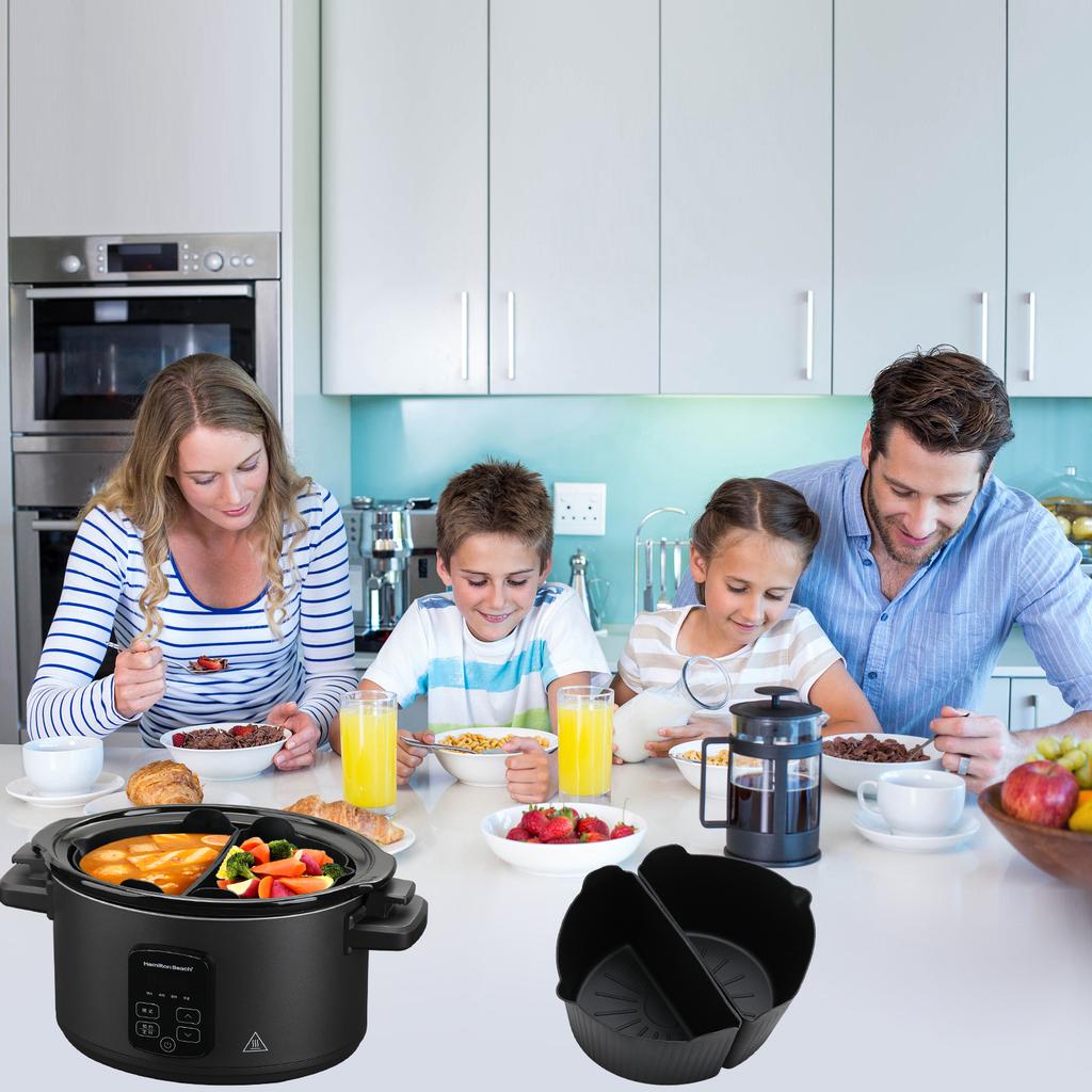 2 Stück Silikon Slow Cooker Einsätze Wiederverwendbar Silikon Slow Divider Auslaufsicher Hitzebeständig Einlage Schale Spülmaschine Küchenwerkzeuge