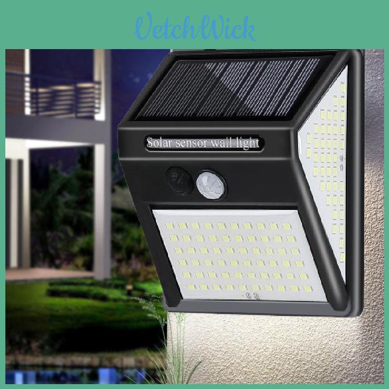 Solar Led Wall Lamp With Threeside Brightness And Waterproof Feature For Outdoor Garden Use