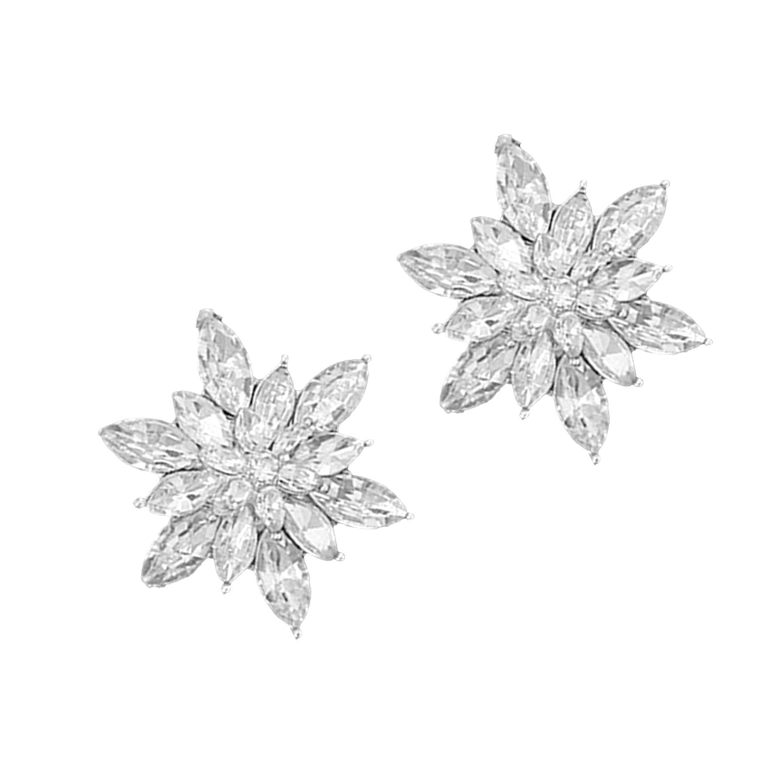 

Rhinestones Multilayer Flower Studs Earrings Crystal Floral Ear Studs Elegant Earwear Fashion Jewelry for Women Girls білий