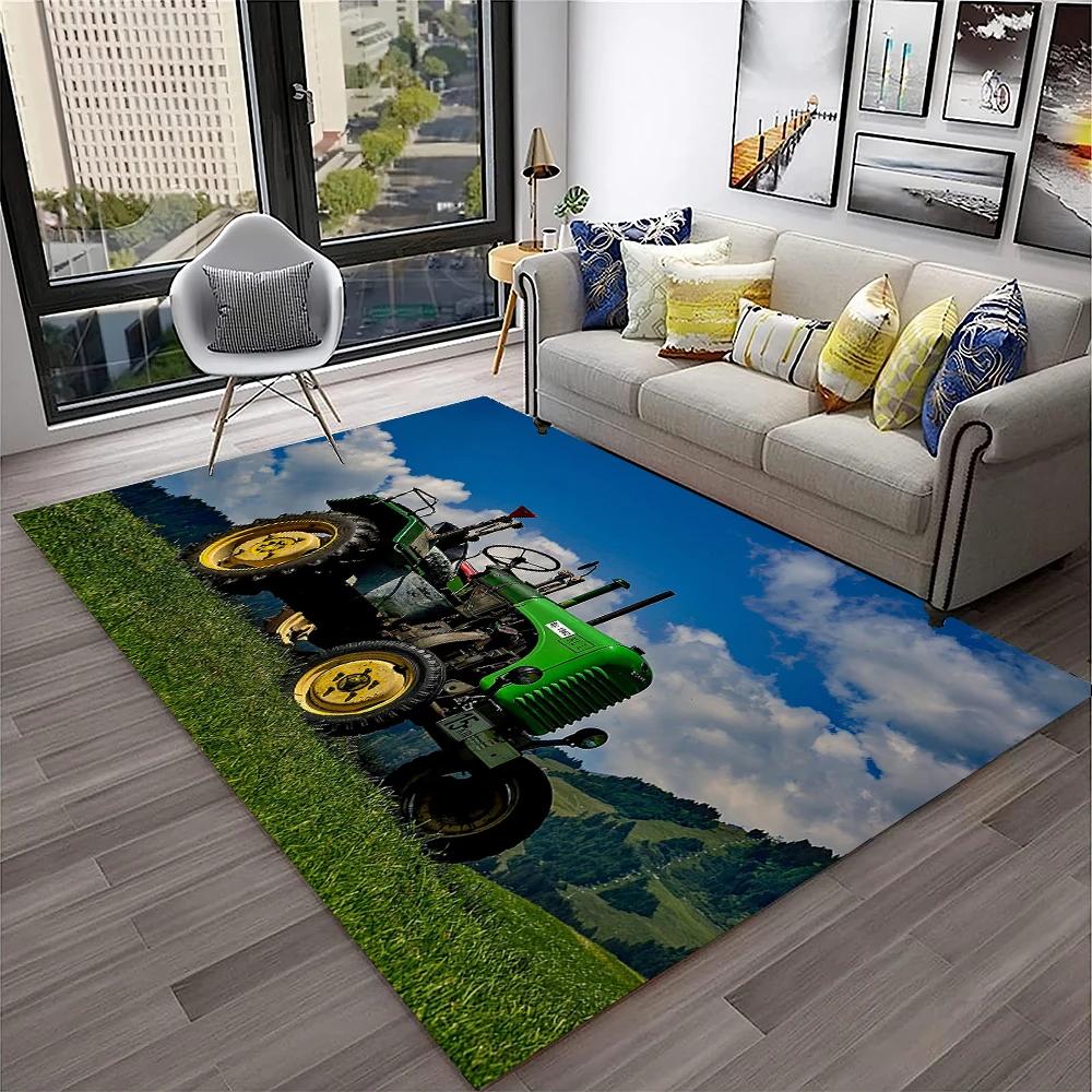 3D Retro Auto Traktor LKW Serie Teppich für Zuhause Wohnzimmer Schlafzimmer Sofa Fußmatte Dekor, Kinderzimmer Teppich Rutschfeste Bodenmatte