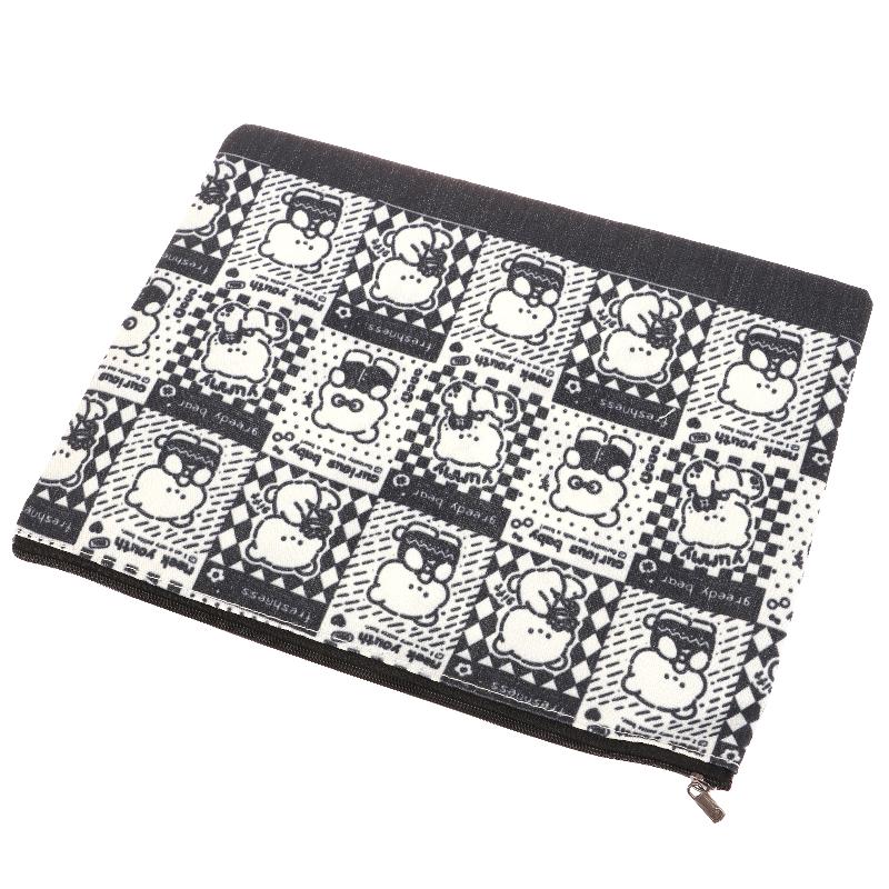 Cute Black Plaid Bear Cosmetic Bag Cartoon Clutch Makeup Bag Travel Toiletry Bag Large Capacity Storage Pouch Coin Purse Gifts
