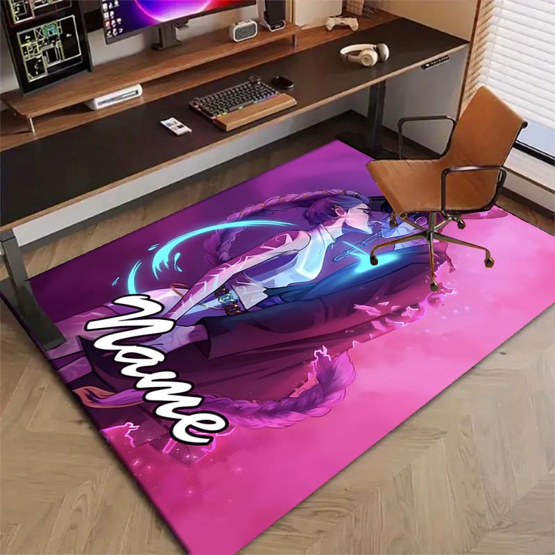 Custom KPop Demon Hunters Mat Personalized Name, Polyester Washable Indoor Entryway Rug, Gift for Christmas, Easter, Thanksgiving Day