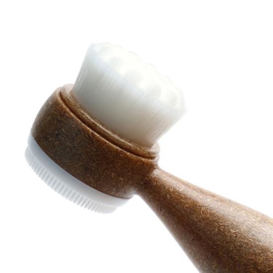 Mini Facial Cleansing Brush Dual-Sided Gentle Exfoliating Brush with Handle Hygienic Skincare Tool for Deep Pore Cleaning