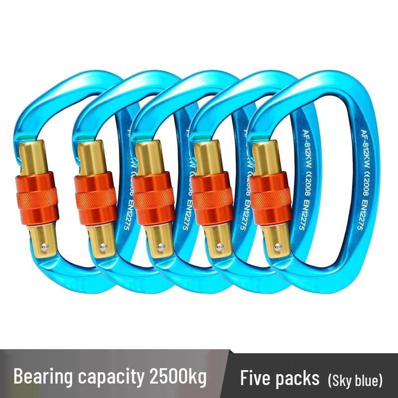 OLOMM D-Type Rock Climbing Carabiner Main Lock 5-pack