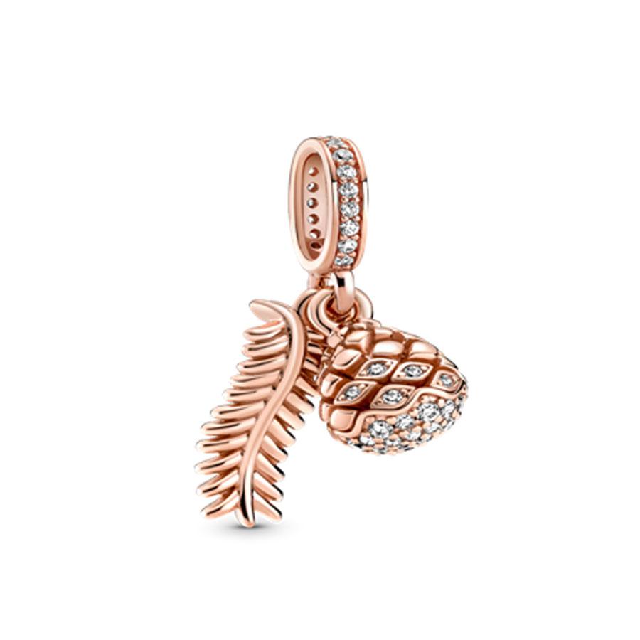 New Authentic Copper Plated Rosegold Heart Bird Butterfly Bead Charms Flower Charm Bead Charms Compatible With Pandora Bracelets Necklaces Women Diy J