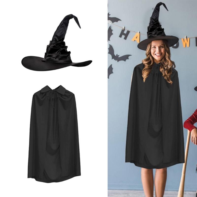 3/4Pcs Witches Witch Costume Accessories Wizard Witch Hat Witch Glasses Nose Halloween Fancy Dressing Cosplay Costumes