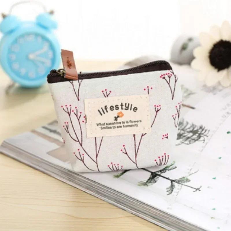 1 Pcs Pastoral Printing Cute Zero Wallet Source Creative Holding Coins Bag Data Cable Key Storage Bags Lovely Wallet