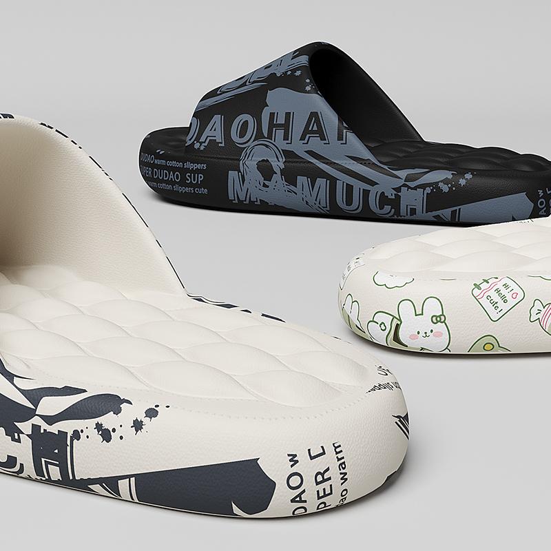 Order A Size Up Mens Summer Slippers Beach Sandals Flip Flop Printing Thick Soled Boys Girls Unisex Home Bath Shoe Large Size 44-45