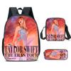 Large Capacity Schoolbag with Shoulder Strap; Student Three-piece Pencil Case Set