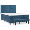 3137849 vidaXL Lit à sommier tapissier et matelas Bleu foncé 140x200cm Velours