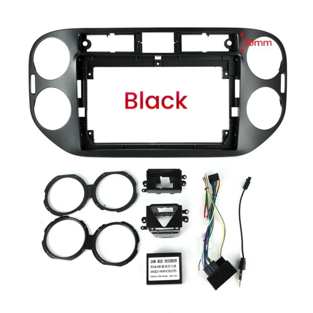 Car DVD Frame Audio Fitting Adaptor Dash Trim Facia Panel 9inch for VW Tiguan 2010-16 Radio Player 16pin Power Cable Canbus