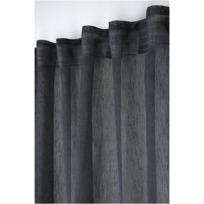 Voilage - Derbie - Uni Anthracite - 140 x 260 cm - 100% Polyester - Galon Fronceur