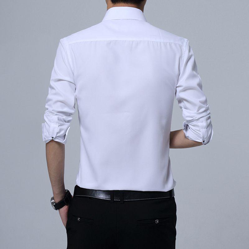 Versatile New Men's Casual Long Sleeve Slim Fit Solid Cotton Dress Shirts