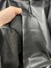 2025 A/W Black Pleated Leather Skirt with Detachable Velcro Pockets & Patchwork A-line Design