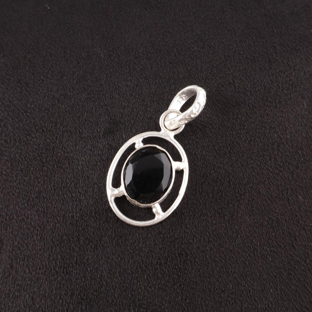 Oval Black Onyx Stone 925 Sterling Silver Root Chakra Wedding Gift New Pendant PP-6-17