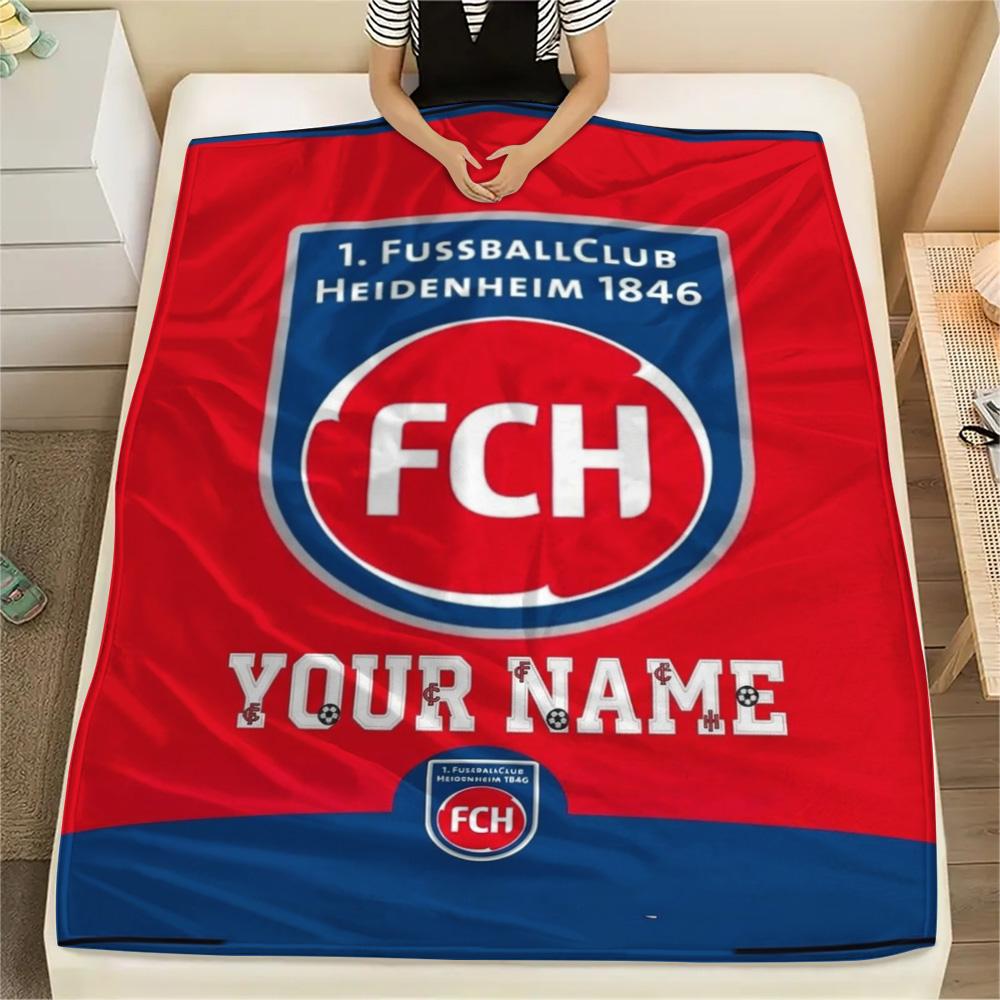 1 Stück FC Heidenheim Wappen Benutzerdefinierter Name Gemustert Flanelldecke Geeignet für Alle Jahreszeiten Für Heimdekoration Wärme Und Komfort Geschenke Feiertagsgeschenk