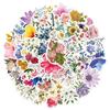 50 Pieces of Flower Sticker Cartoon Waterproof Graffiti Stickers for Decorating Luggage and Mobile Phone Decals