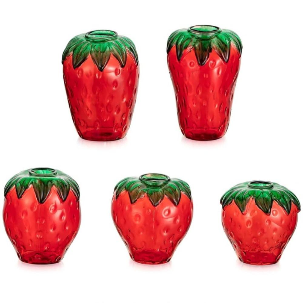 Cute and Creative Glass Strawberry Shaped Propagation Vases for Plants Decor for Home Office Unique Indoor Hydroponic Planters